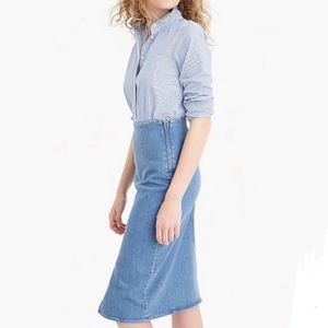 J. CREW Denim Jean Pencil Skirt Frosty Sky 8/29